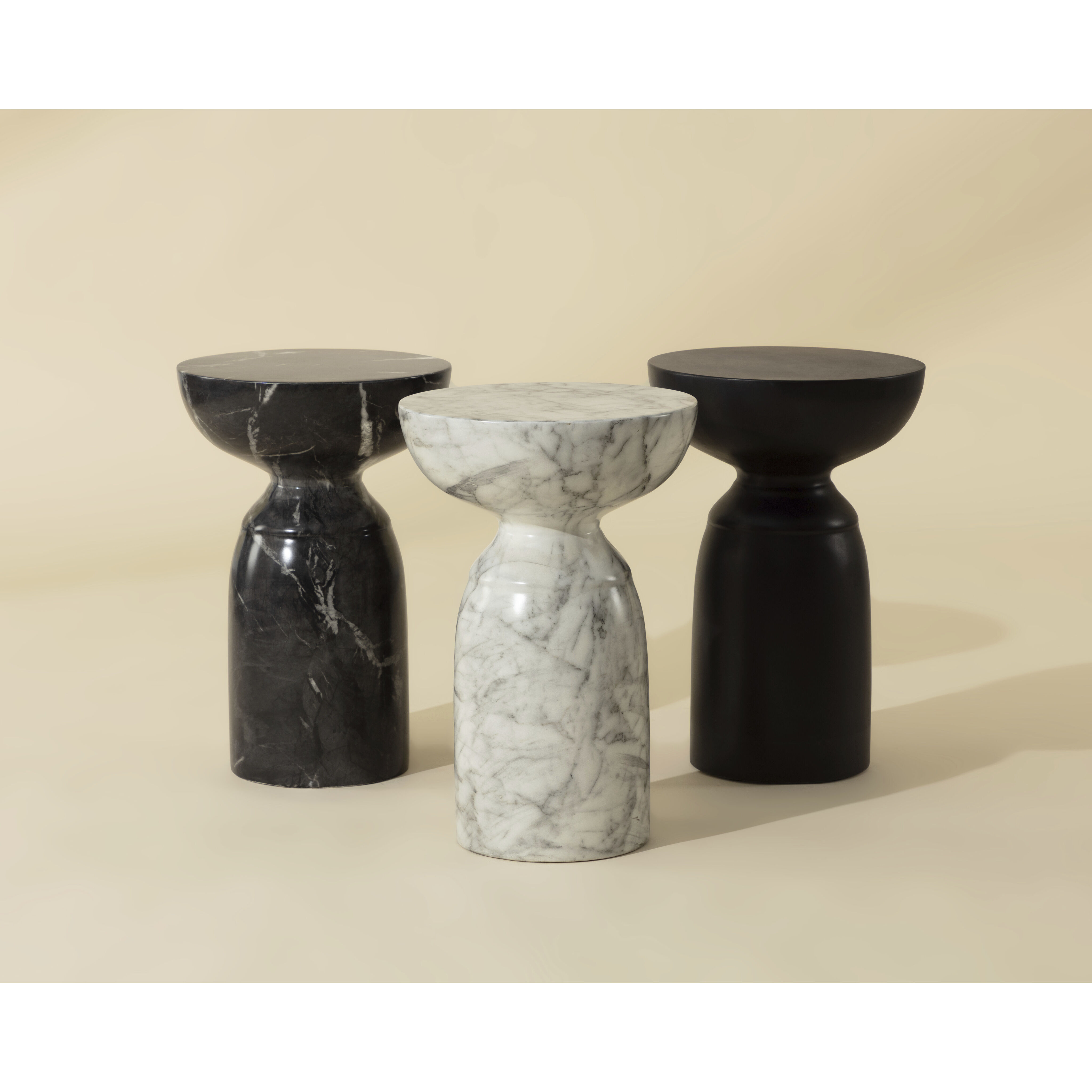 Goya 20 X 13.5 inch Marble Look / White Outdoor End Table